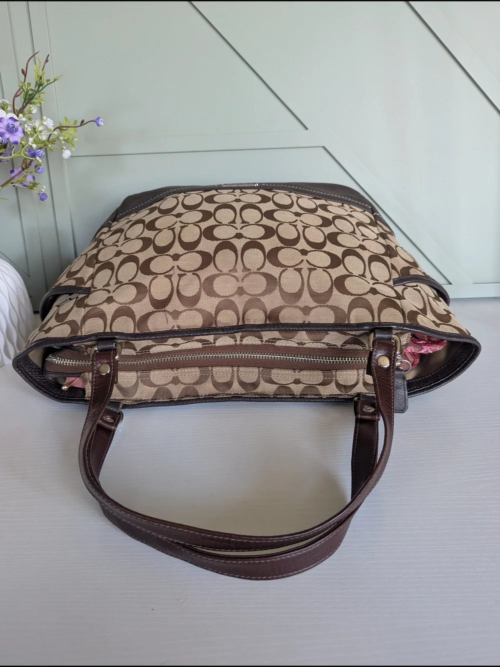 Vintage Coach Soho Pleated Signature Tote Bag